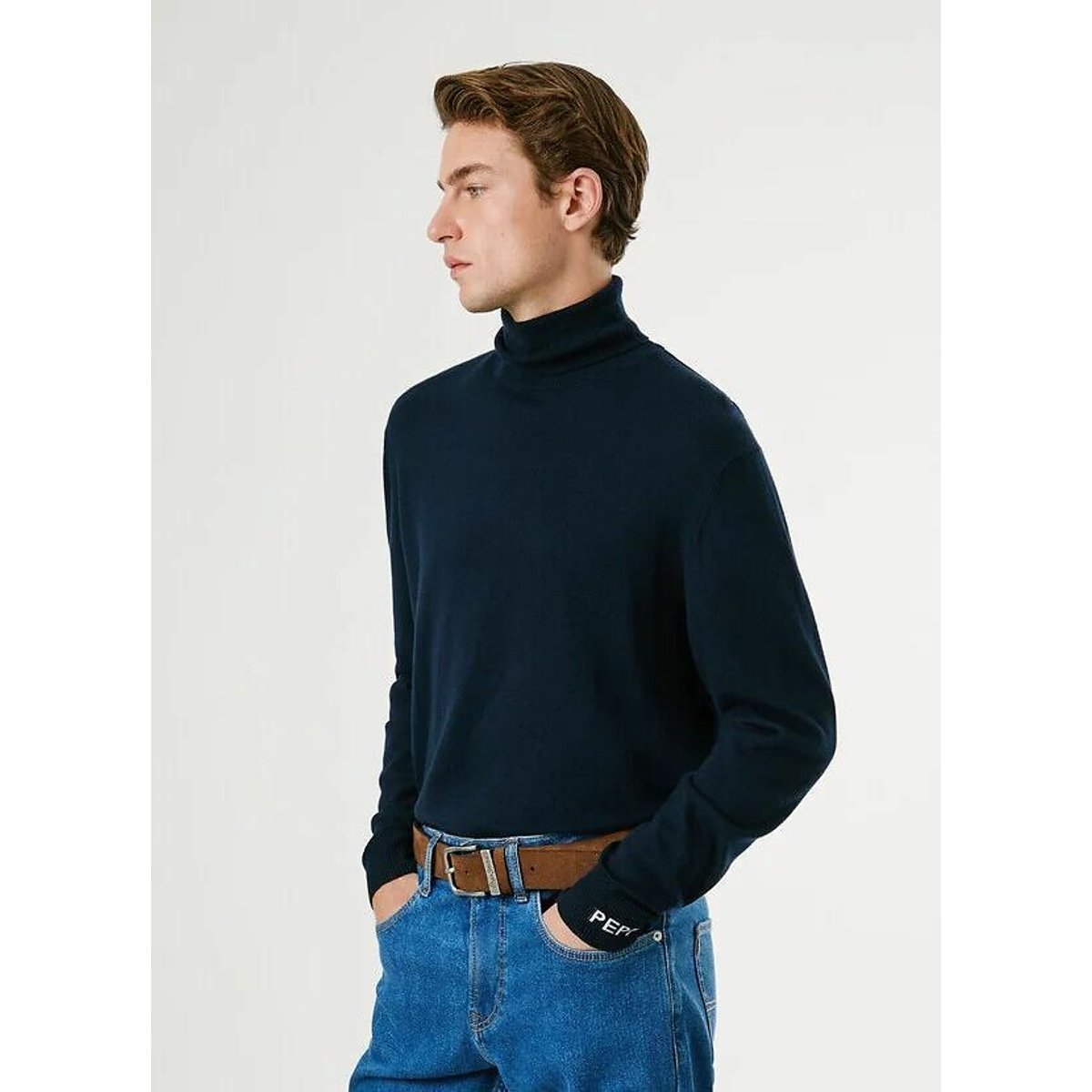 Pull col roulé André bleu marine, PEPE JEANS