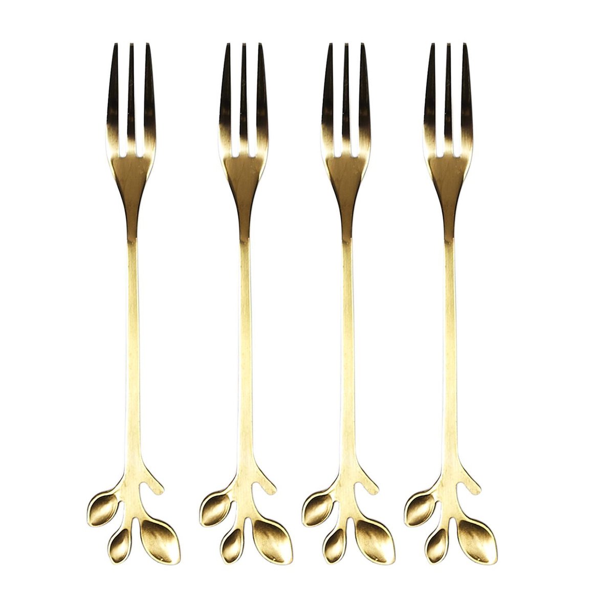 Ensemble de 4 fourchettes à dessert design feuille or, THE HOME DECO FACTORY