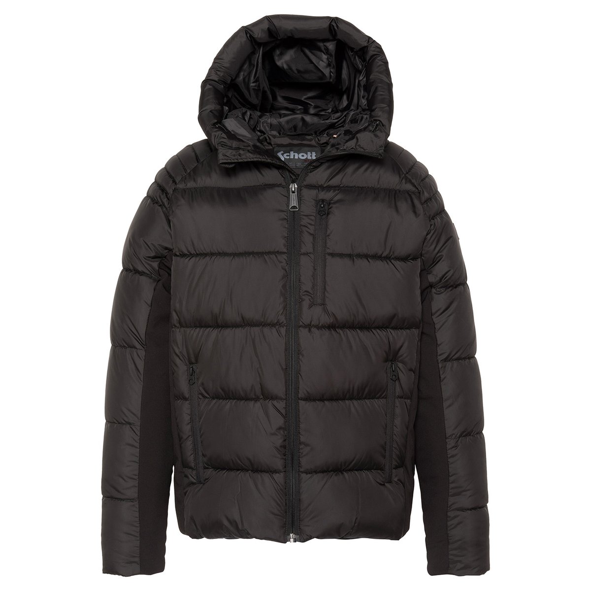 Blouson à capuche bi-matière noir, SCHOTT