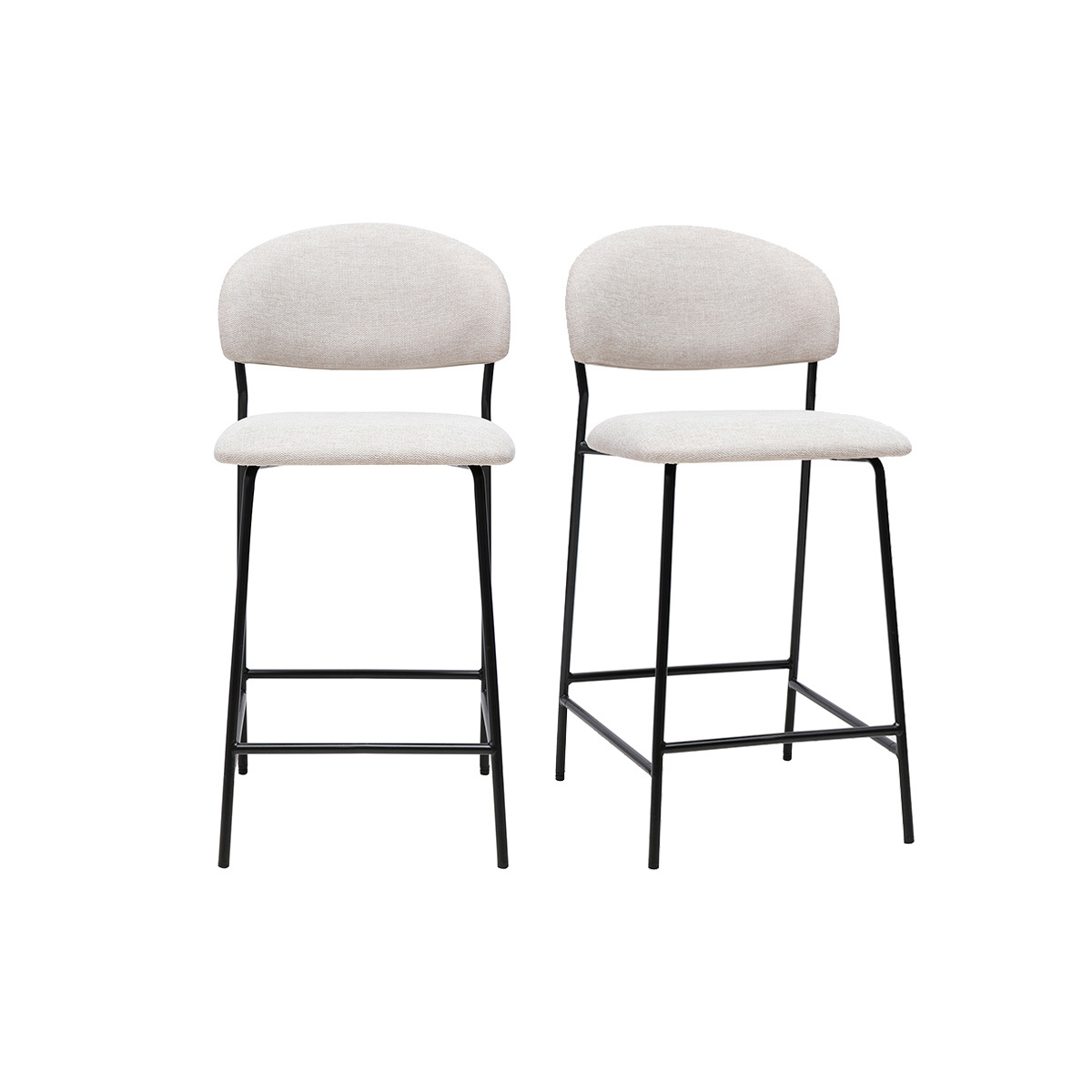 Tabourets de bar en tissu effet velours texturé terre brûlée H64 cm (lot de 2) BENTA beige, MILIBOO
