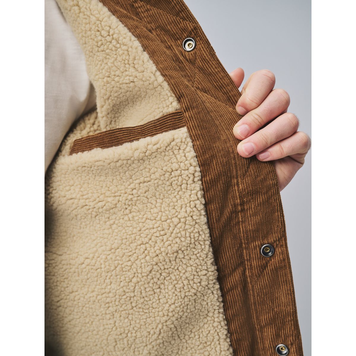 Veste camionneur velours côtelé/peau lainée marron fauve, NEXT
