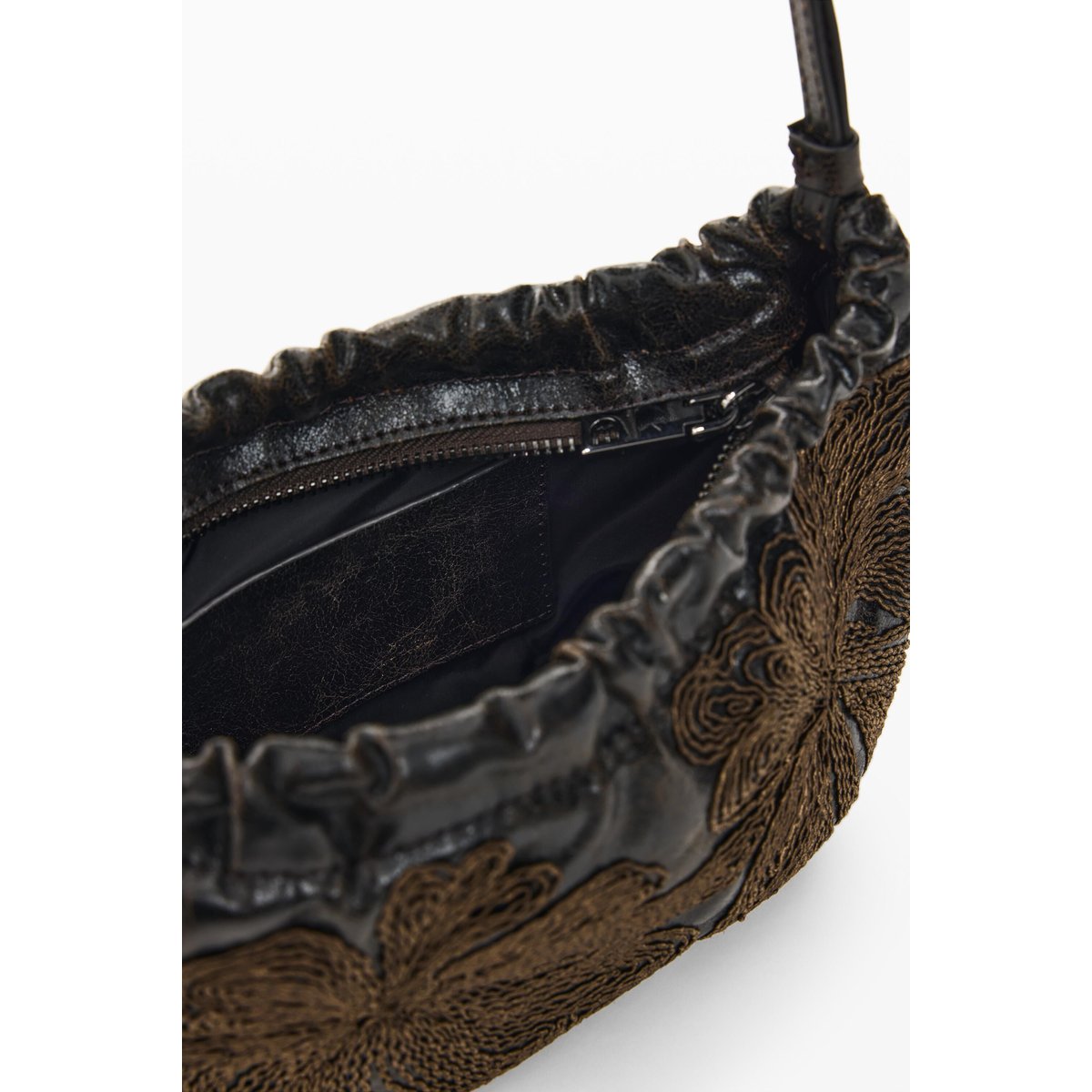 Petit sac brodé marron, DESIGUAL