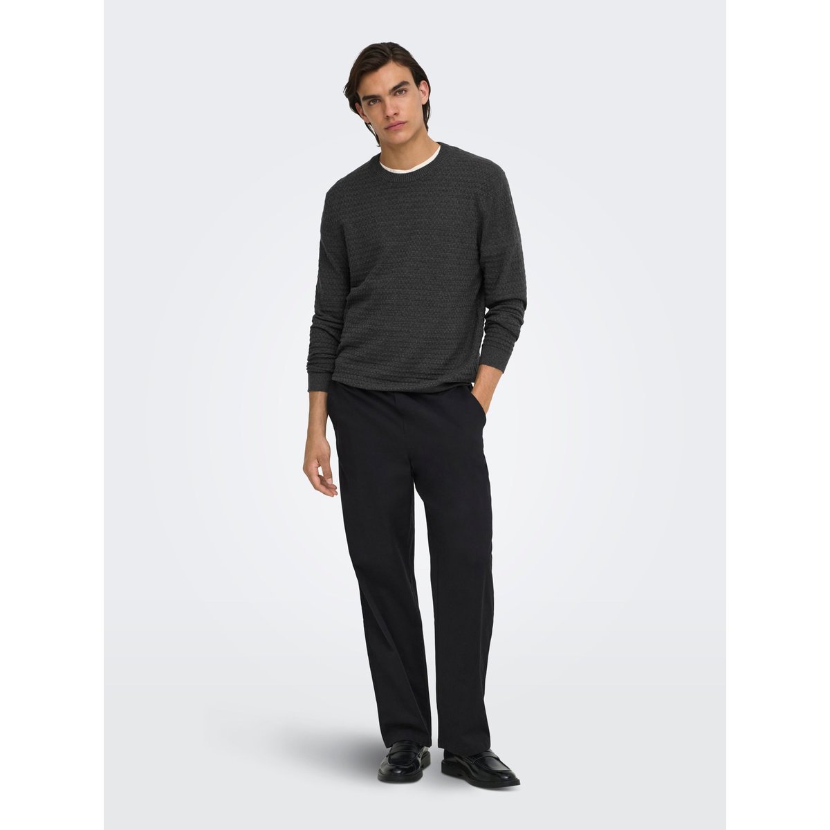 Pull En Maille dark grey melange, ONLY & SONS