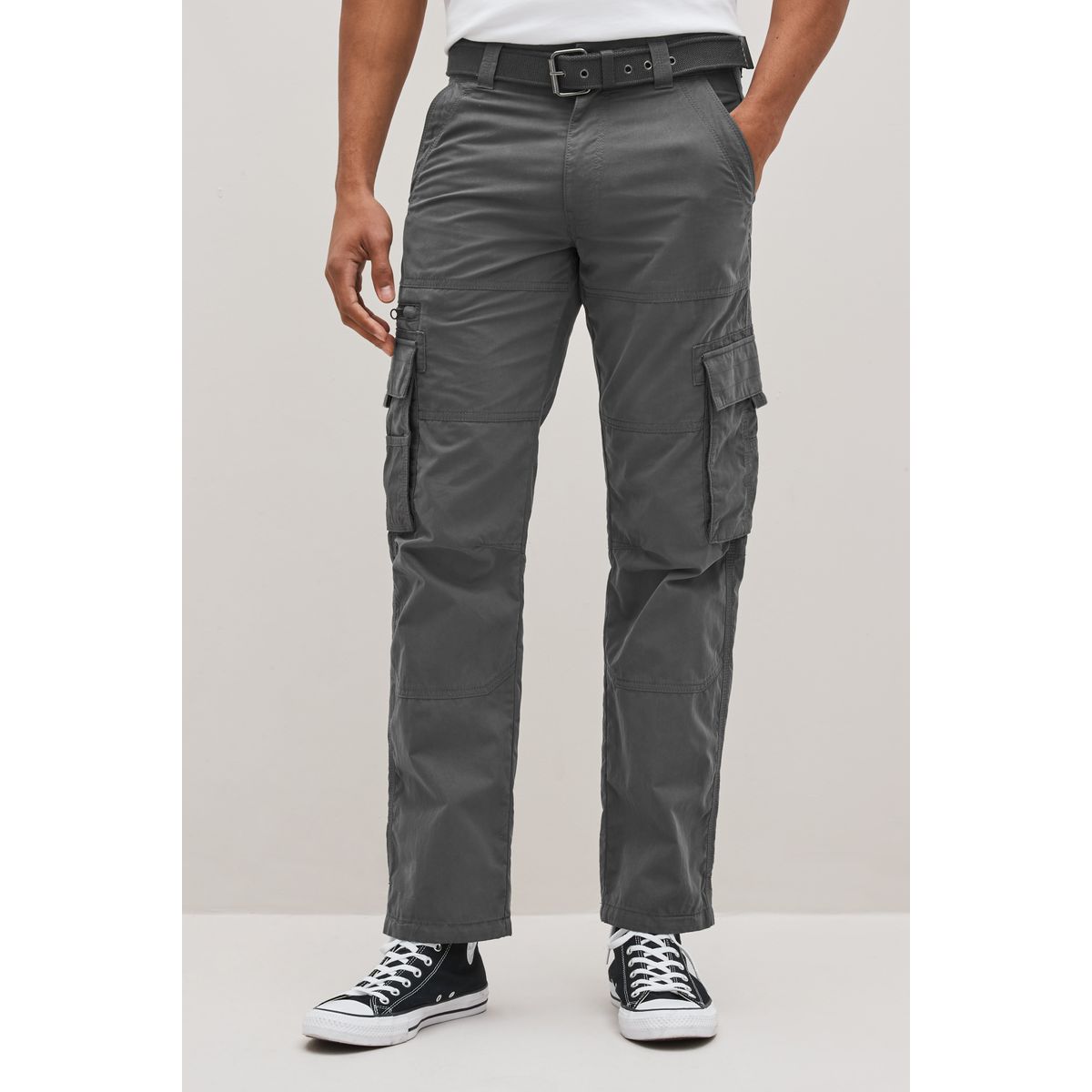 Pantalon cargo à ceinture coupe ample gris anthracite, NEXT