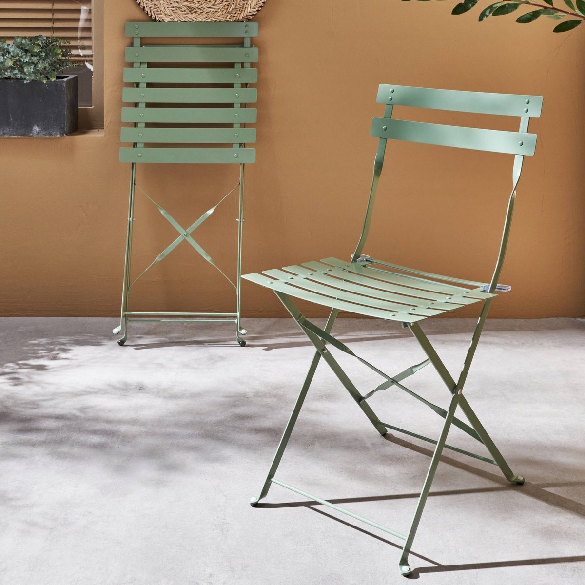 Chaise de jardin pliante métal (lot de 2) CHAISES EMILIA vert de gris, SWEEEK