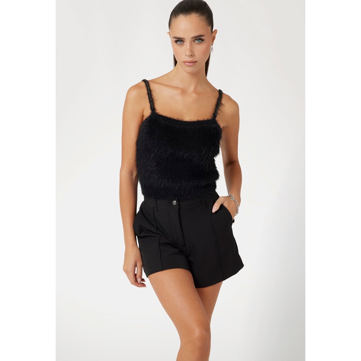 Top Fil Duveteux noir, GUESS