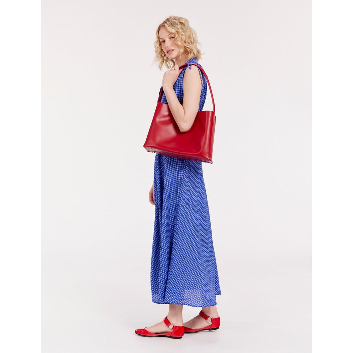 Sac cabas cuir Léonore grand format rouge, INES DE LA FRESSANGE PARIS