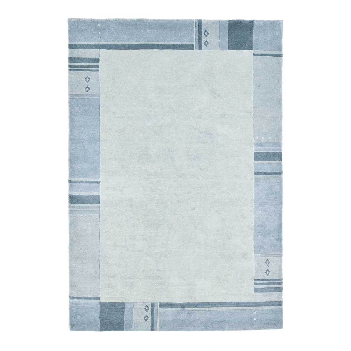 Tapis en laine vierge noué à la main bleu clair, THEKO