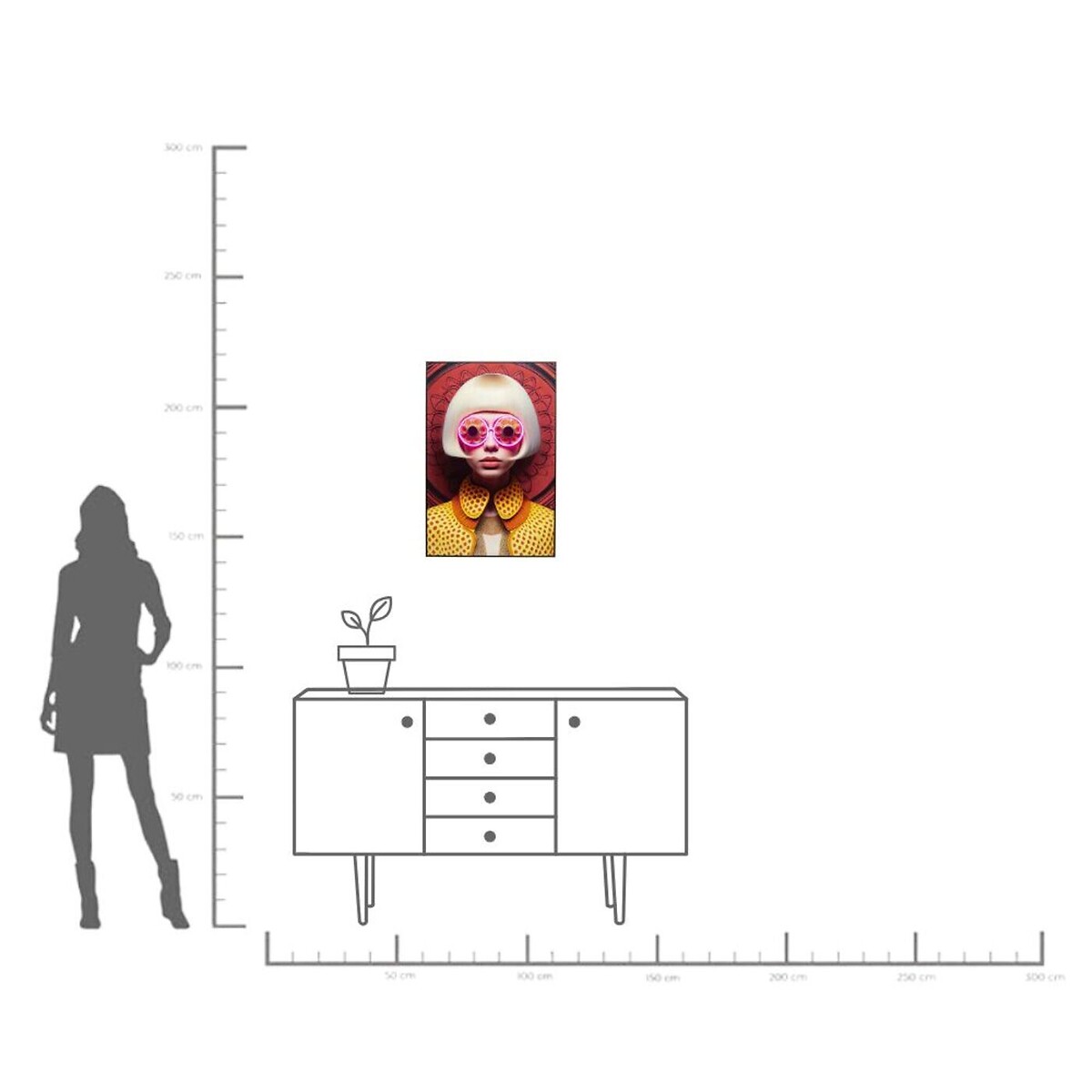 Tableau encadré LED Fancy Blonde Lady 75x55cm jaune, KARE DESIGN