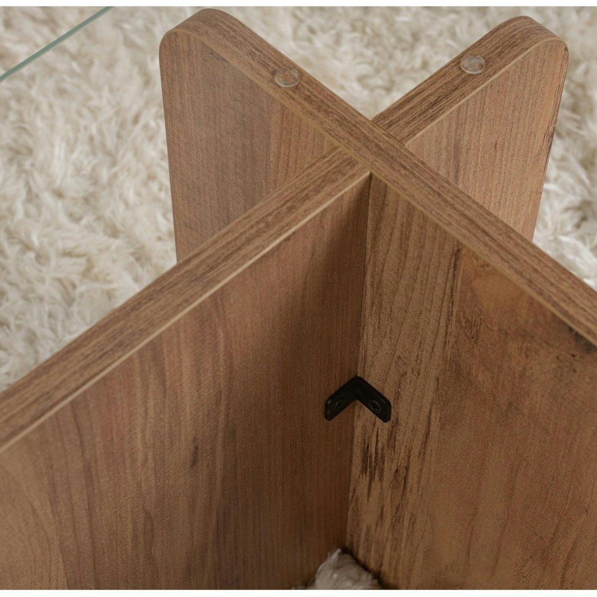 Table basse déstructurée, plateau verre SALTA pin, PIER IMPORT