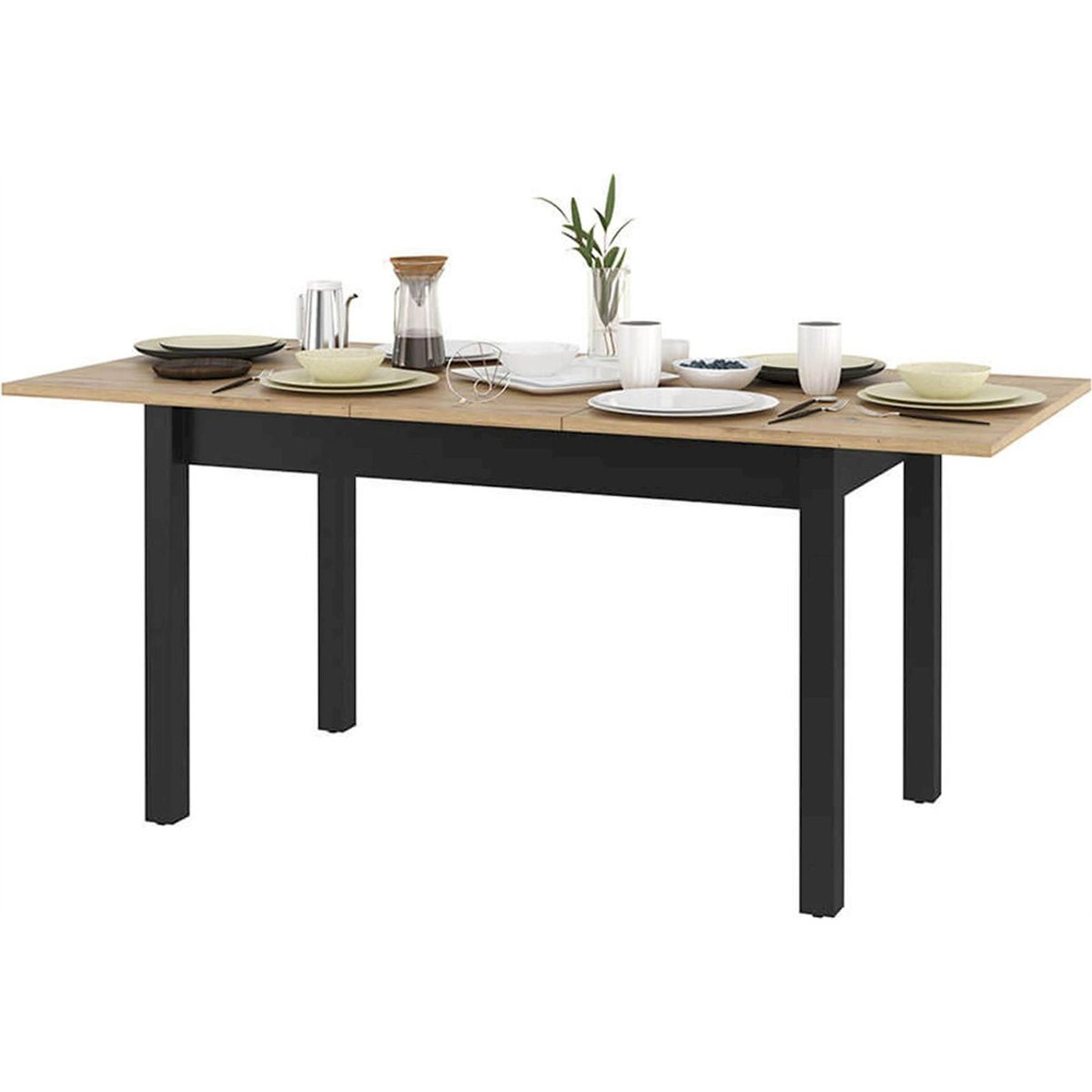 Table extensible QUANT effet chêne chêne artisan et noir, RECOLLECTION