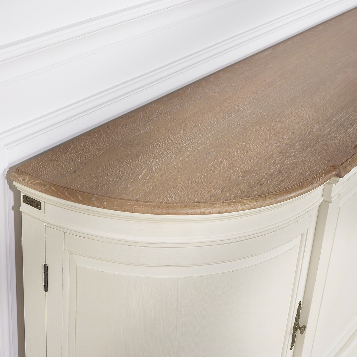 Buffet style shabby chic en bois, 4 portes JOSEPHINE blanc, ROBIN DES BOIS