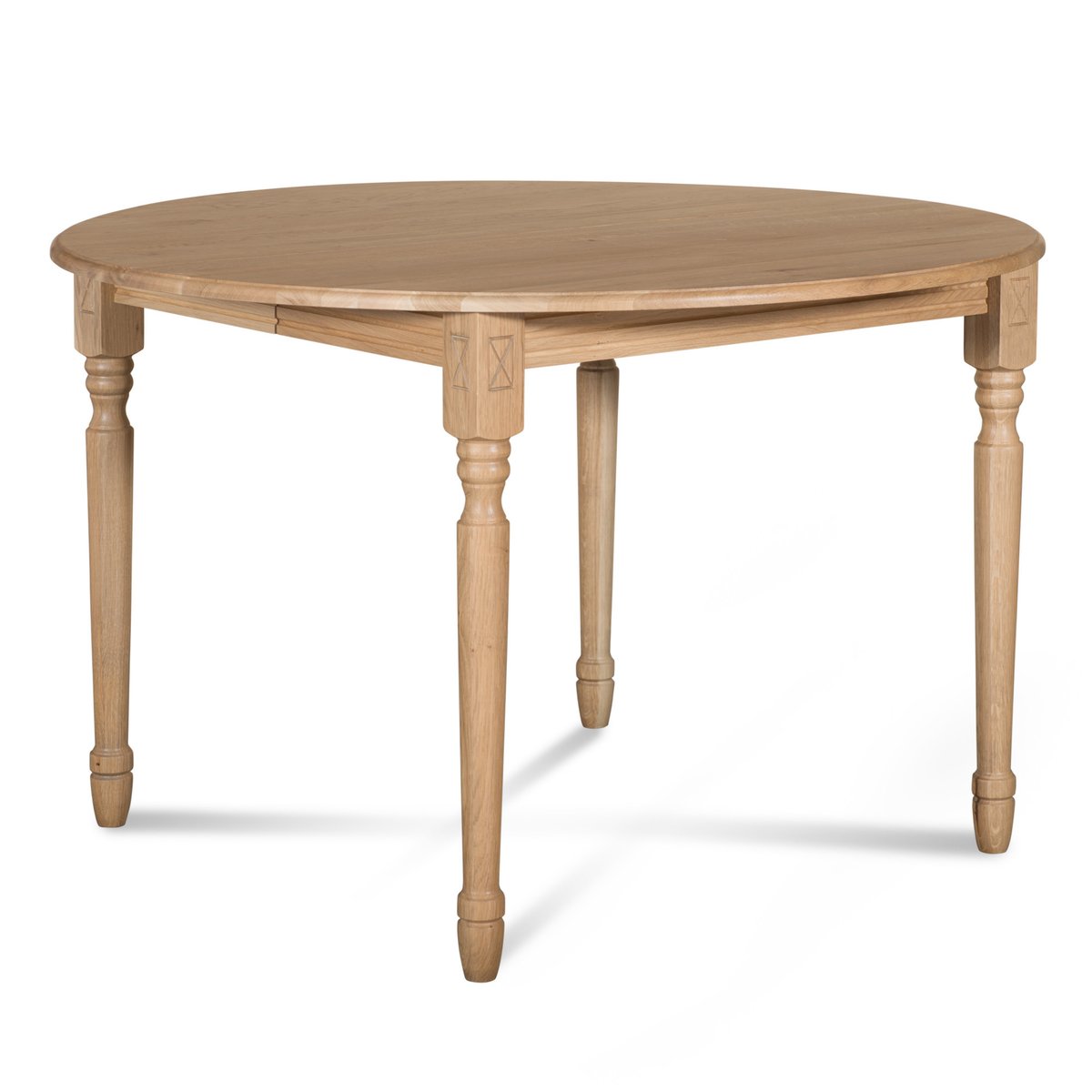 Table ronde extensible pieds tournés D105 + 4 chaises tissu - VICTORIA gris clair, HELLIN, DEPUIS 1862