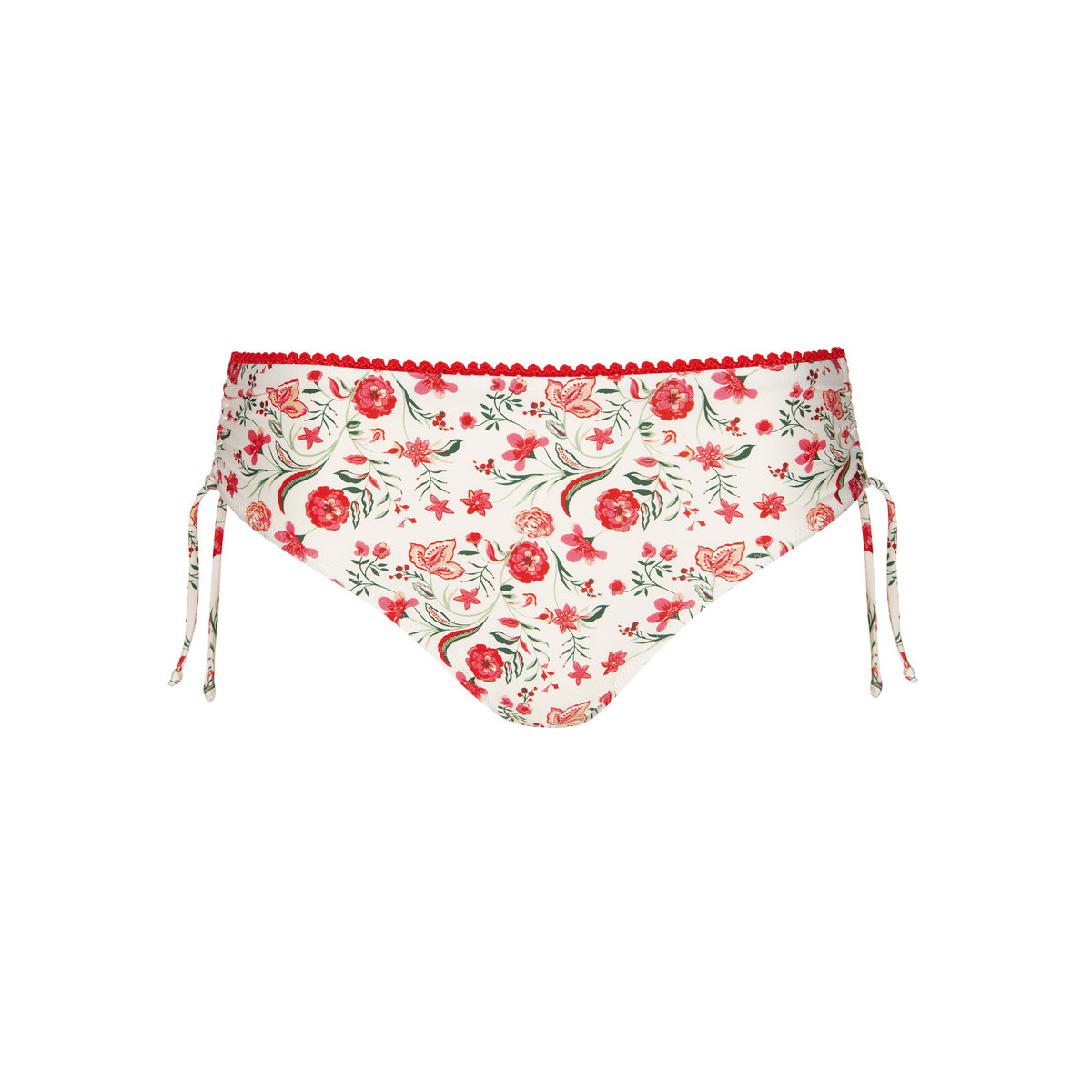 Bas maillot slip de bain taille haute côtés froncés Java ivoire, LISCA