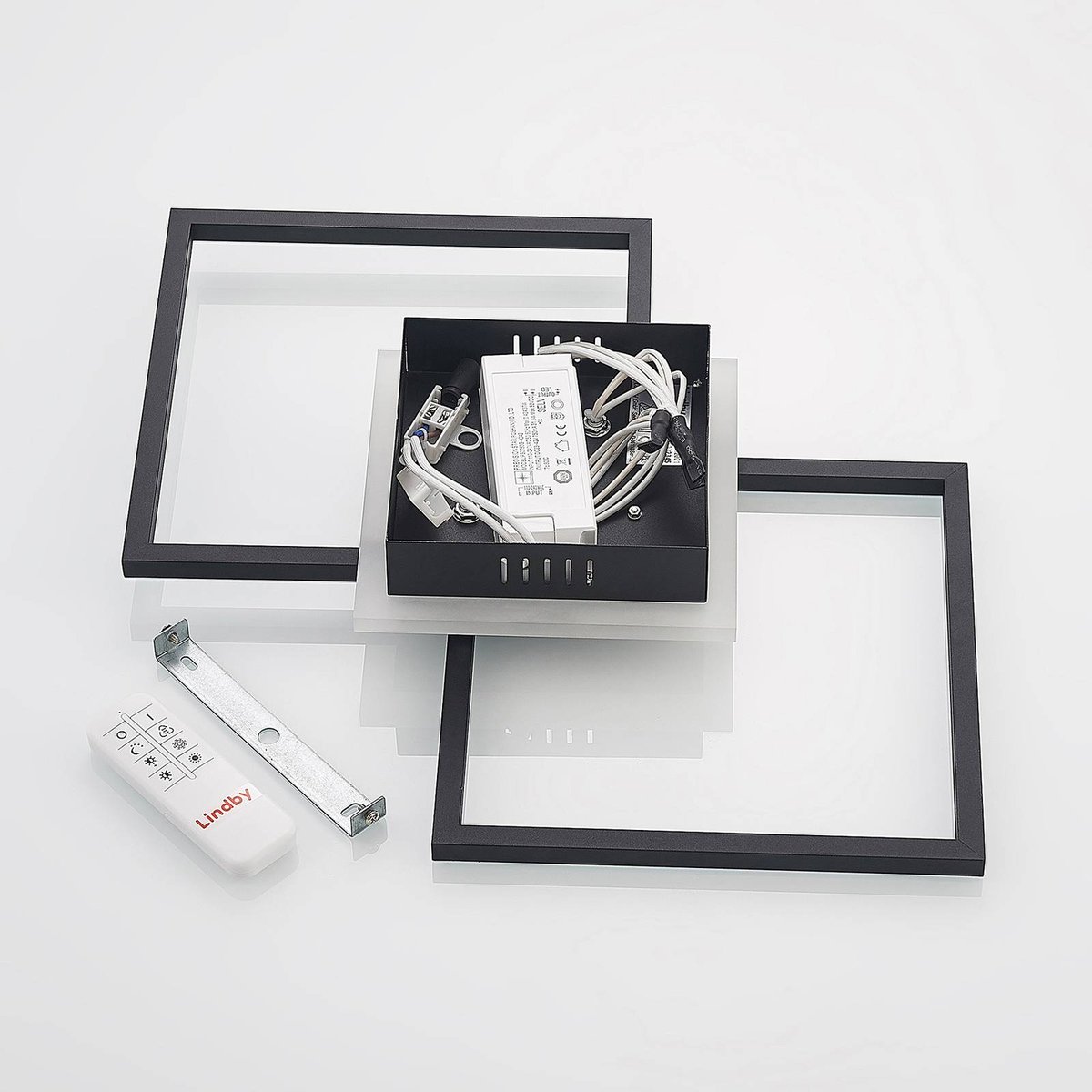 Plafonnier en aluminium moderneLED, Fjardo noir, LINDBY