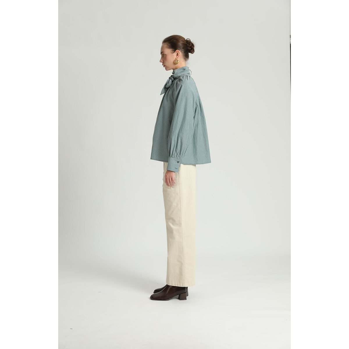 Blouse ample, nœud montant bleu, SEE U SOON