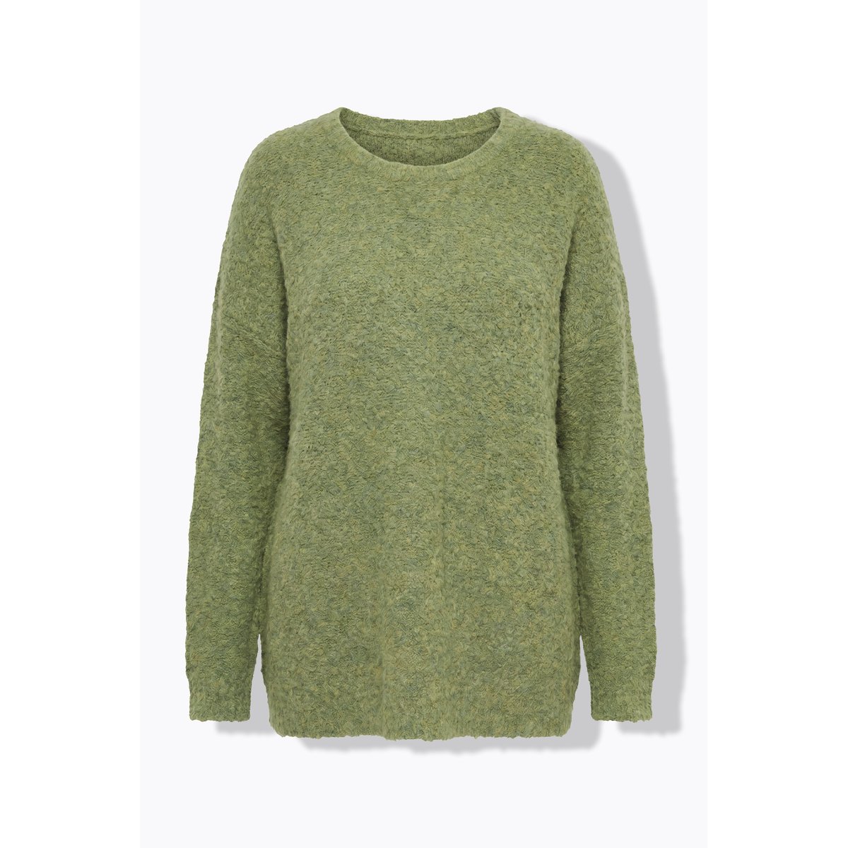 Pull en maille fine bouclée kaki foncé, ULLA POPKEN