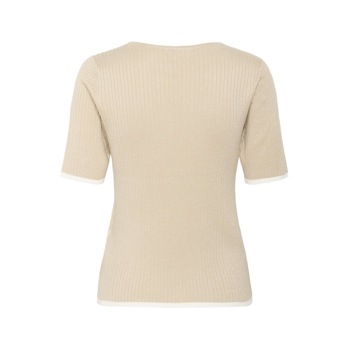 Knitted pullover beige blanc rayures feather g. with chalk contrast, KAFFE