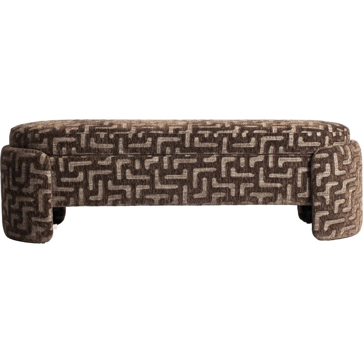 Banc coffre motif labyrinthe marron labyrinthe, RECOLLECTION