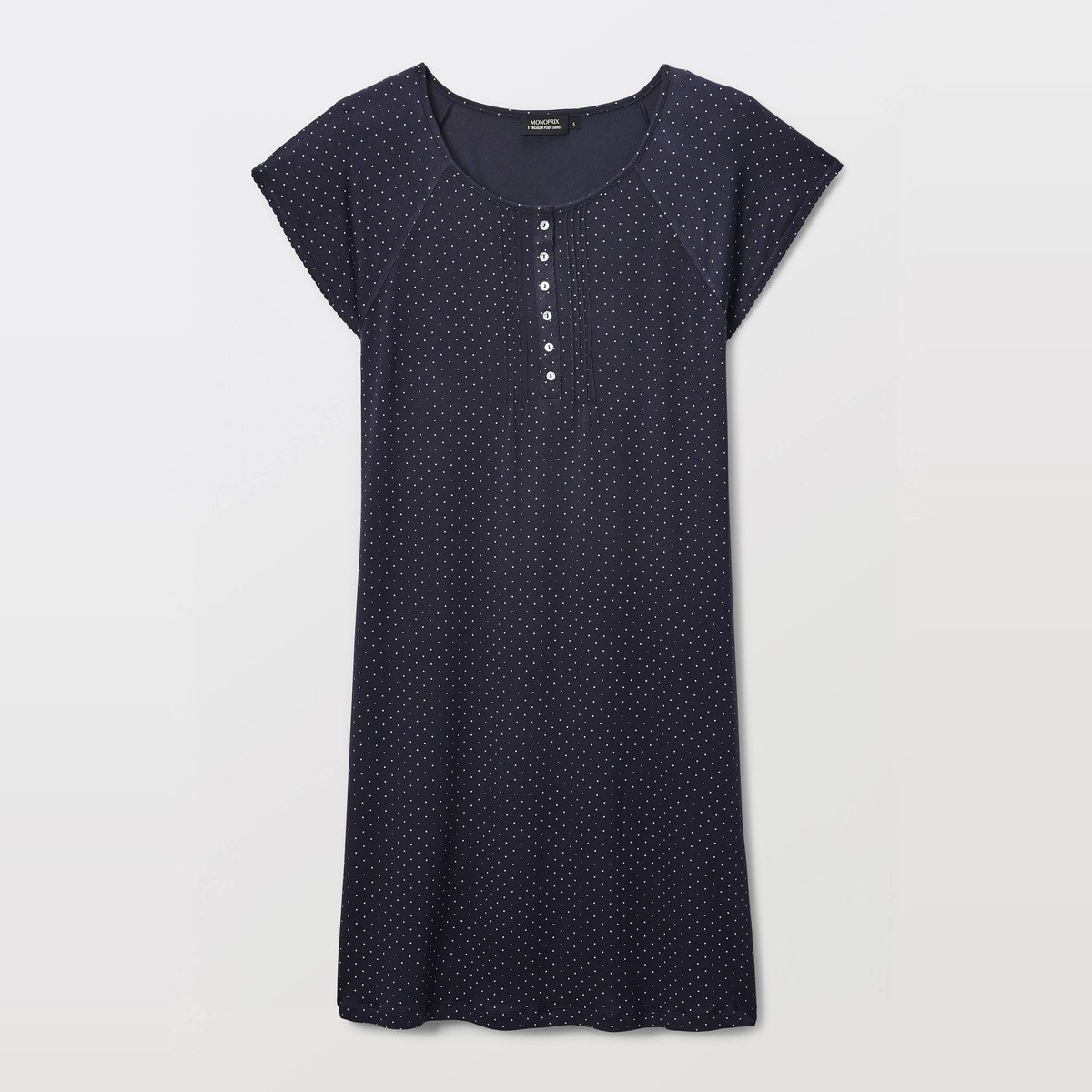 Chemise de nuit manches courtes en viscose, Ecovero marine, MONOPRIX