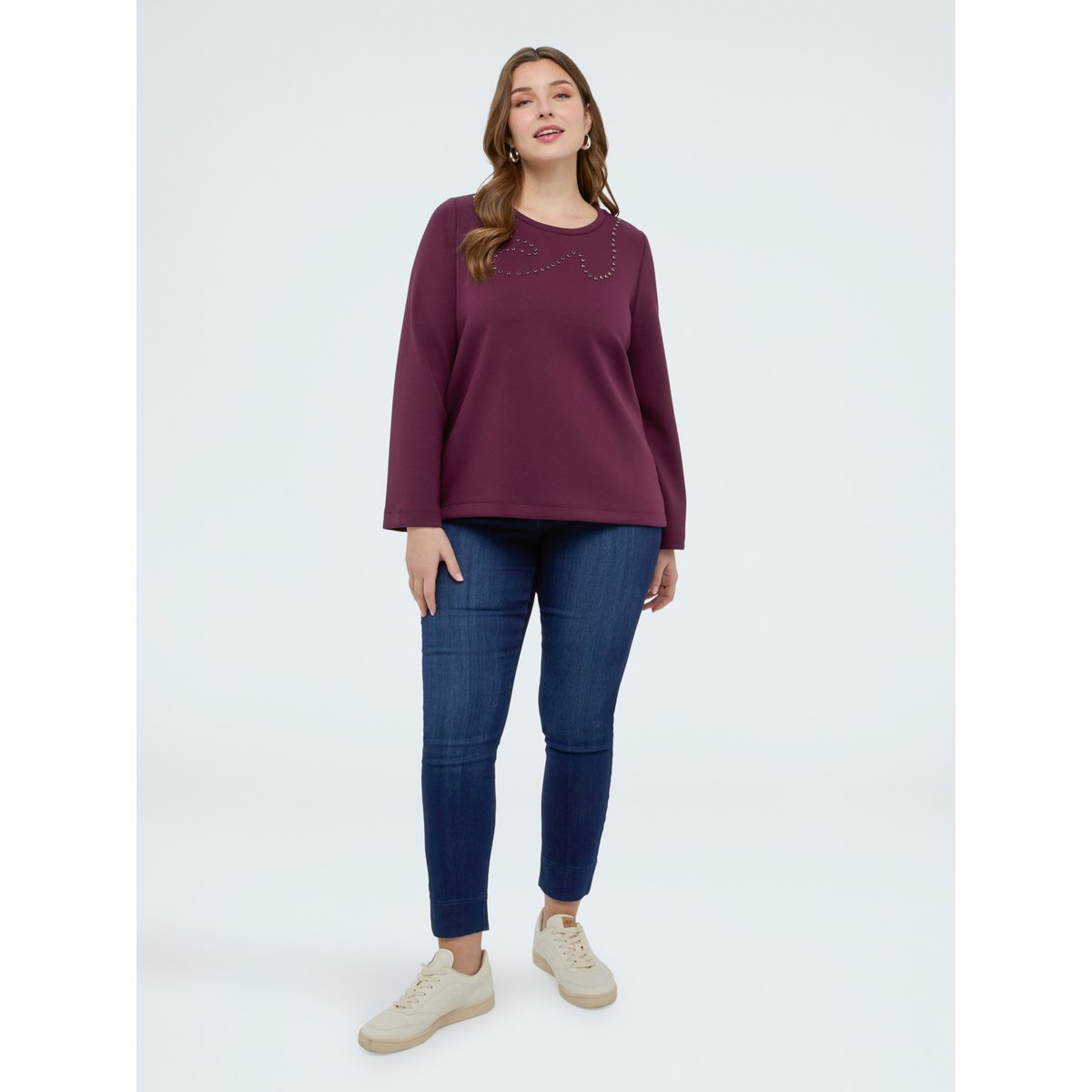 Sweat-shirt avec strass burgundy, FIORELLA RUBINO