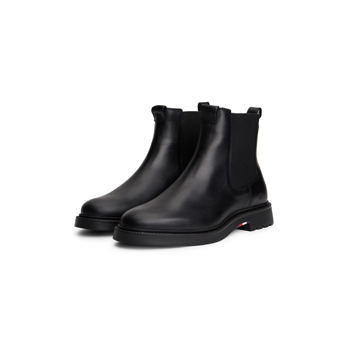Bottines chelsea en cuir noir, TOMMY HILFIGER