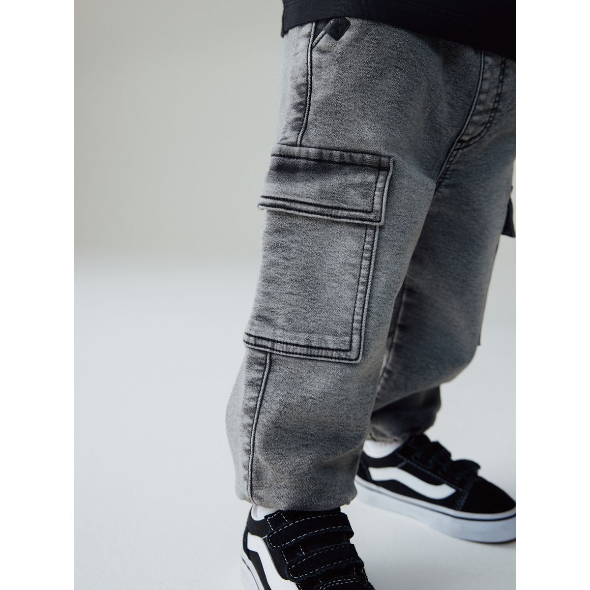 Jean cargo large stretch confortable gris, NEXT