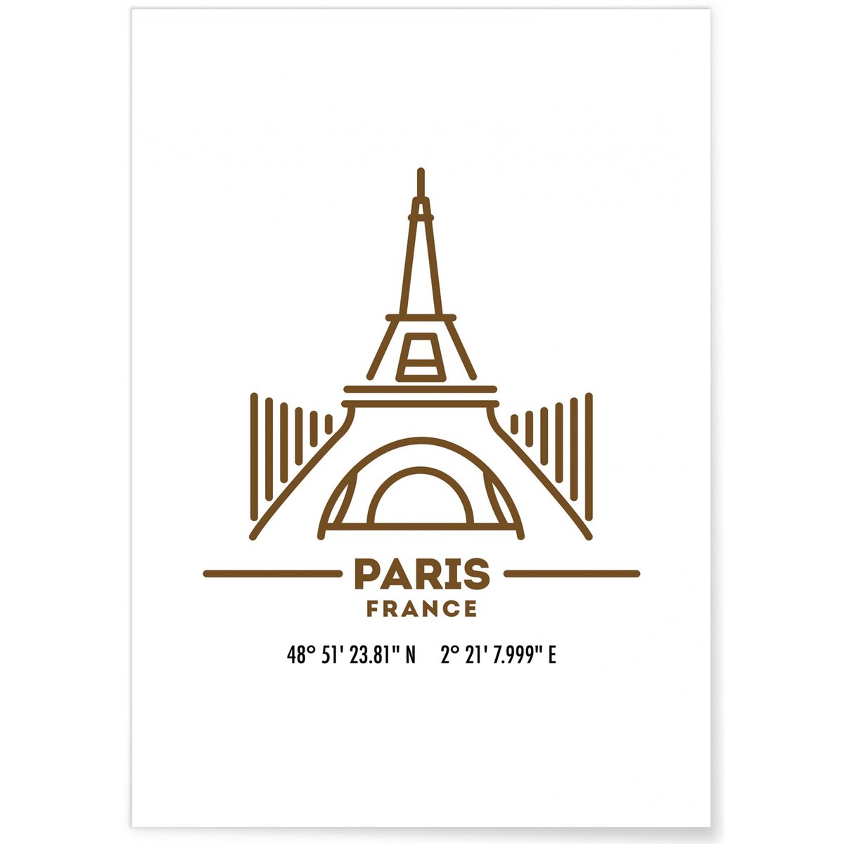 Poster Coordonnées Paris blanc, L'AFFICHERIE