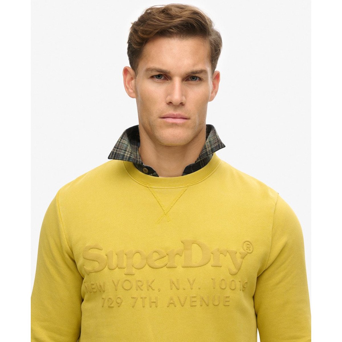 Sweat à logo ton sur ton Venue jaune pétrole, SUPERDRY