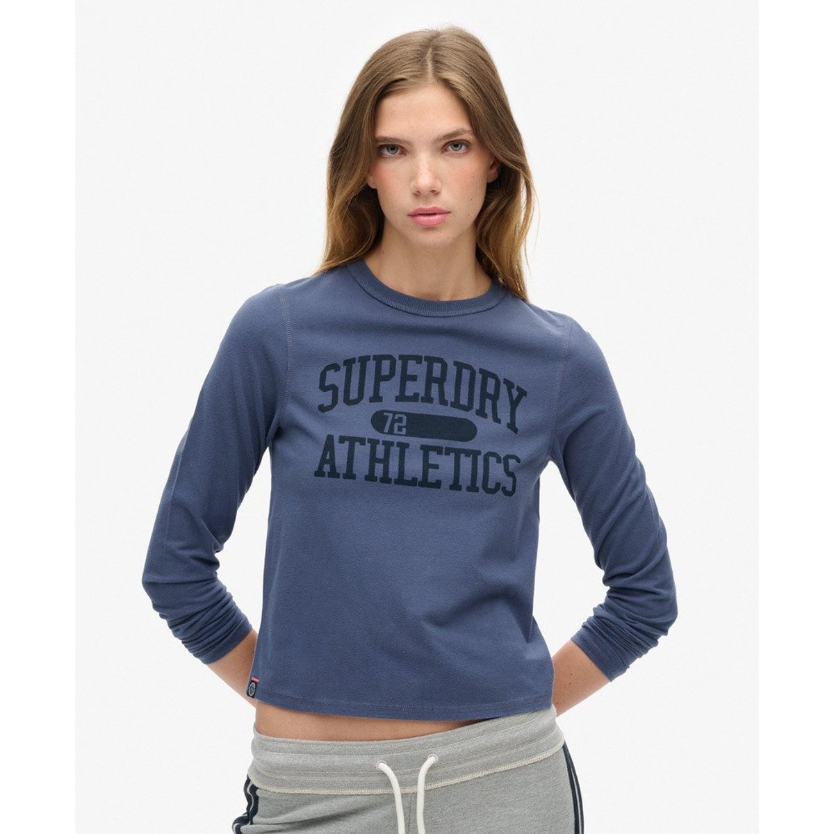 Haut slim à manches longues Athletic Essentials Ringer bleu marine matelot, SUPERDRY