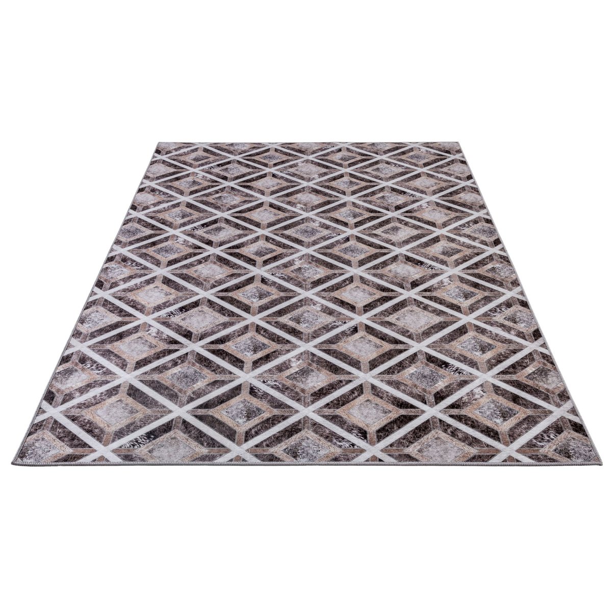 Tapis imprimé Serena, aspect cuir, plat marron, GINO FALCONE