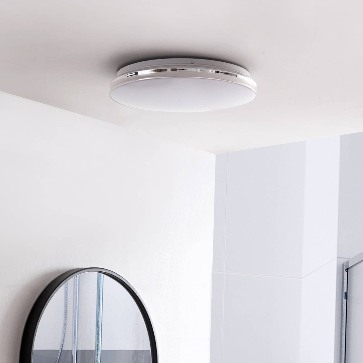 Plafonnier en métal moderneLED, Comora chrome, blanc, LINDBY
