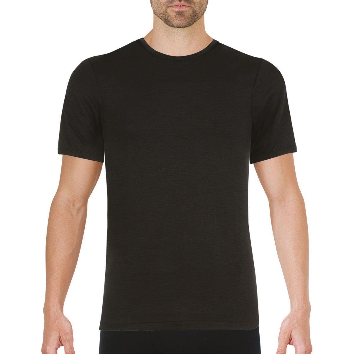 Tee shirt col rond manches courtes ligne chaude noir, EMINENCE