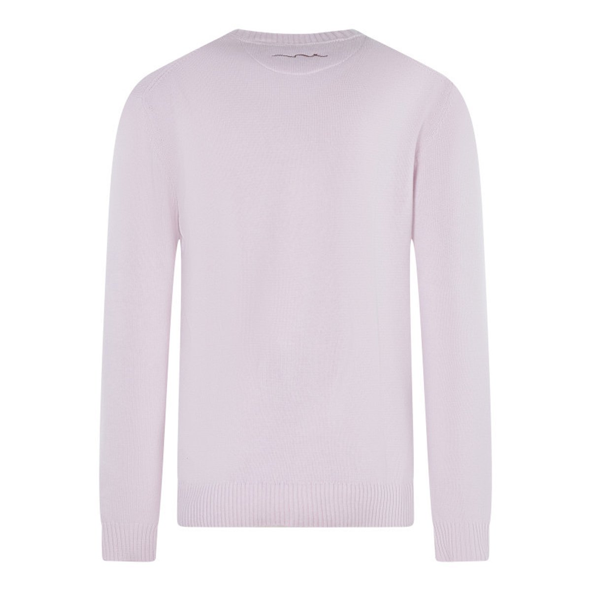 Pull en coton rose à coupe droite pourvu d'un col rond épais rose, TEDDY SMITH