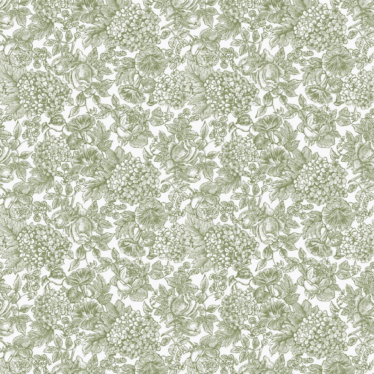 Papier peint Fleurs Louise vert, LAURA ASHLEY