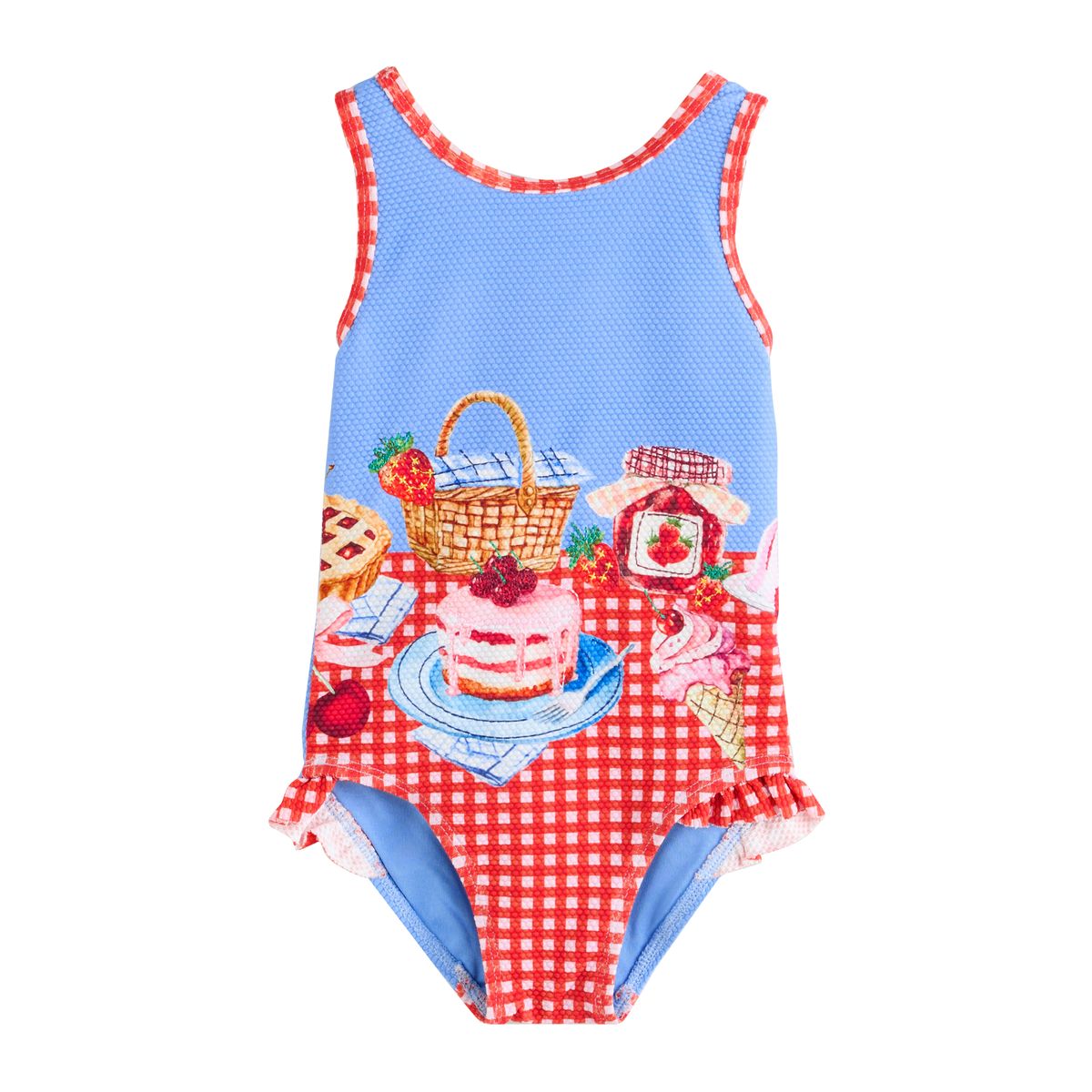 Maillot de bain à volants pique-nique à carreaux vichy rouge et bleu, NEXT