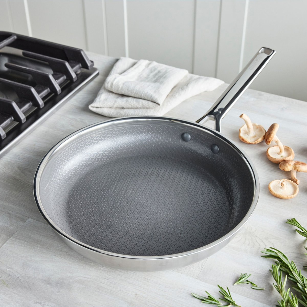 Poêle 28 cm inox triply hybride revêtement céramique-Apex argent / métallique, GREENPAN