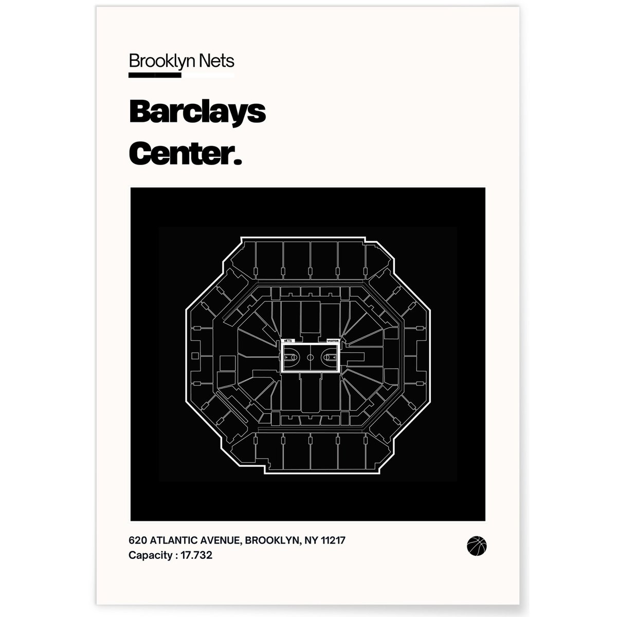 Affiche Barclays Center - Brooklyn Nets blanc, L'AFFICHERIE