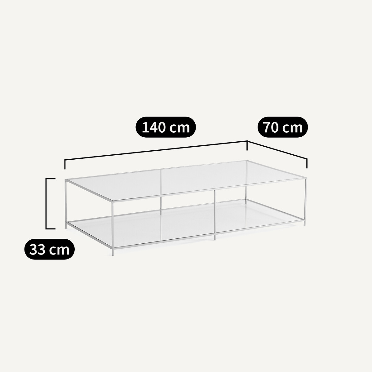 Table basse rectangulaire verre trempé, Sybil transparent, AM.PM