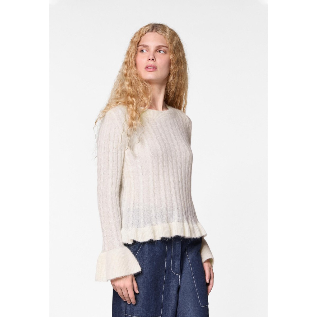 Pull torsades en alpaga blanc écru, RODIER