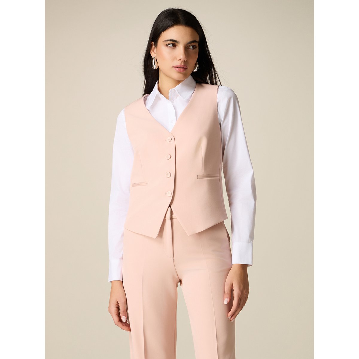 Gilet de tailleur avec poches passepoilées rose, OLTRE