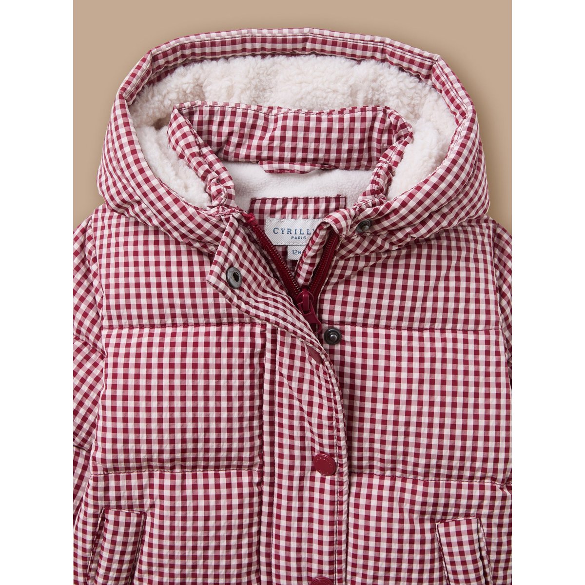 Doudoune motif vichy vichy cerise, CYRILLUS