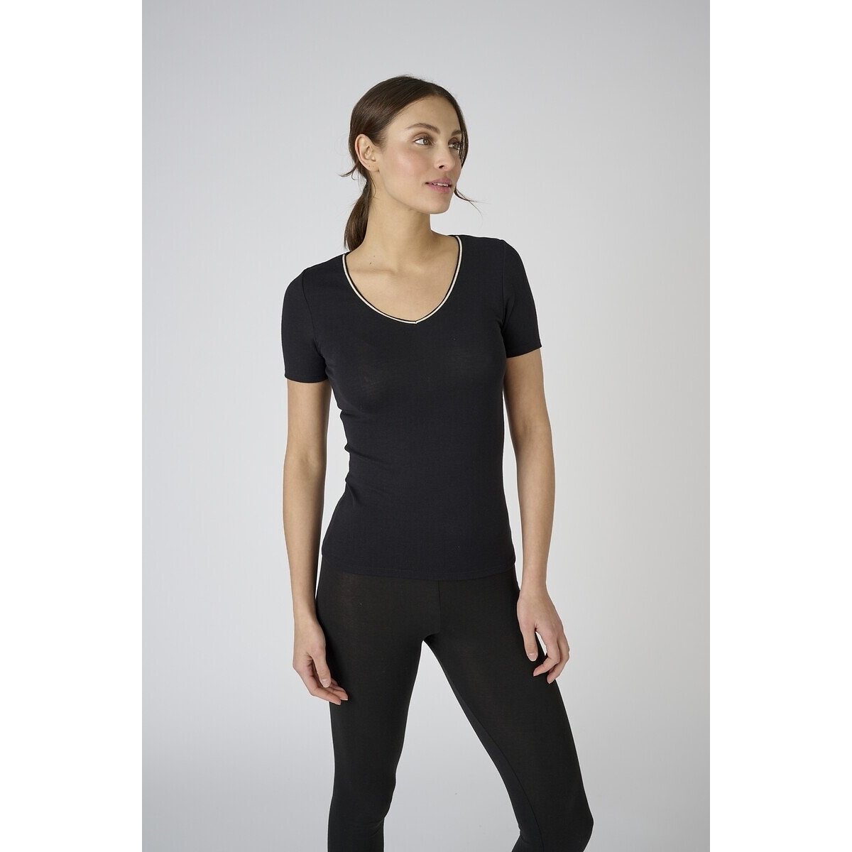 Kurzarm T-Shirt Thermolactyl Grad 3 schwarz, DAMART