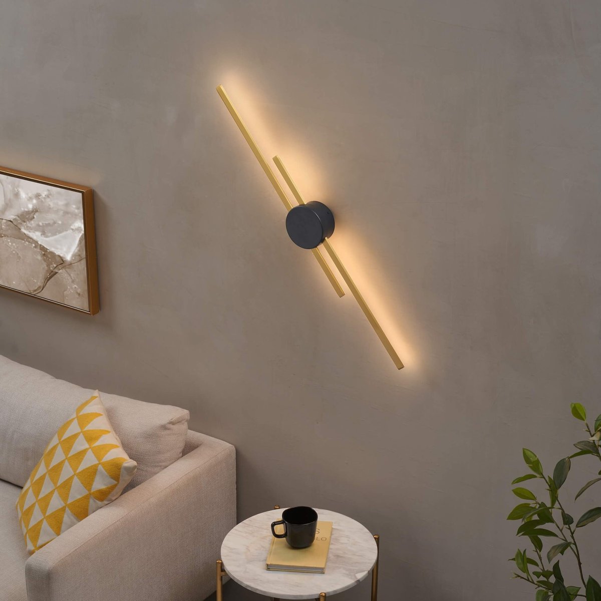 Applique murale graphique LED - PIA laiton et noir, KOSILUM