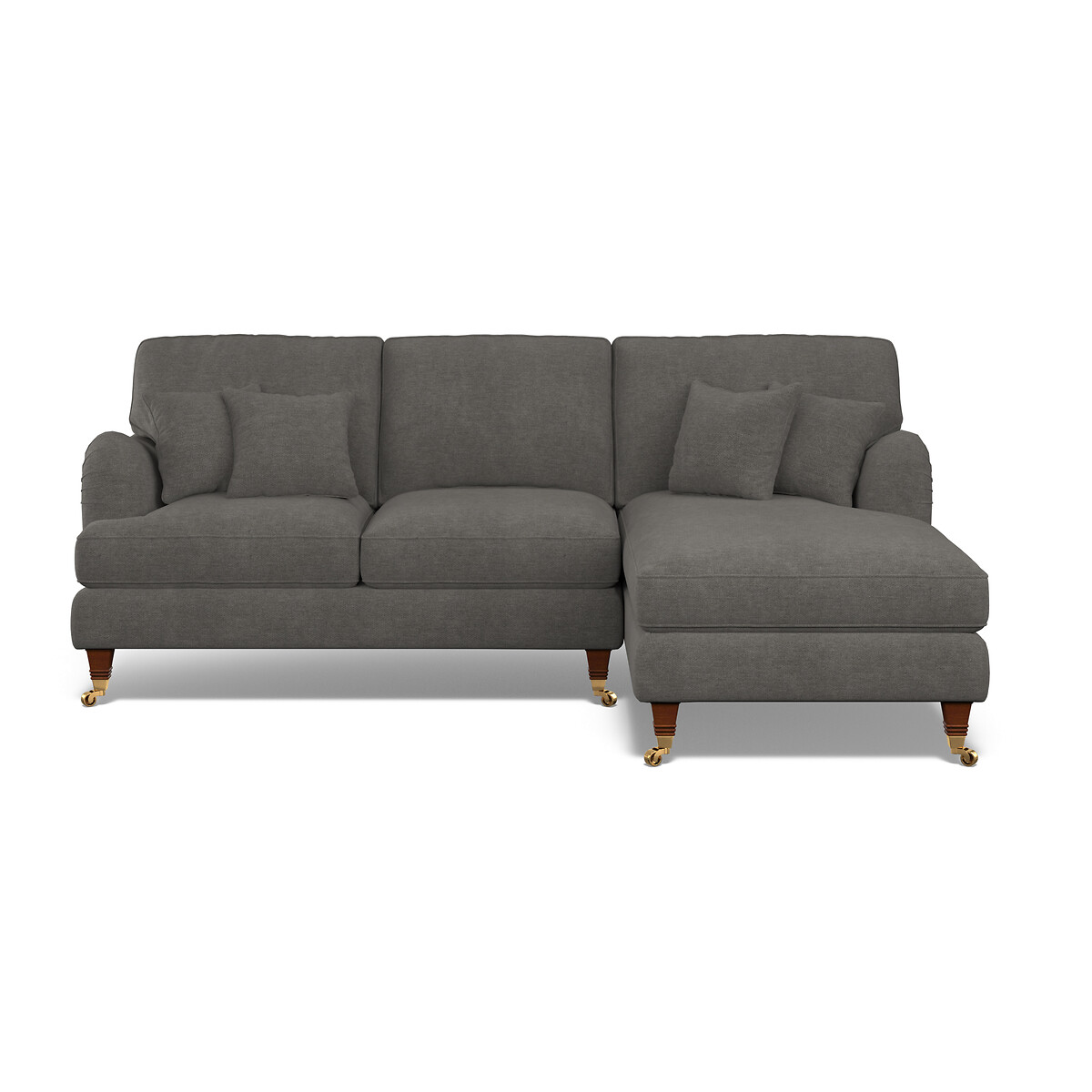 Emeline Soft Brushed Corner Chaise Sofa with Castor Legs (Right Facing pewter, ÉDITÉ