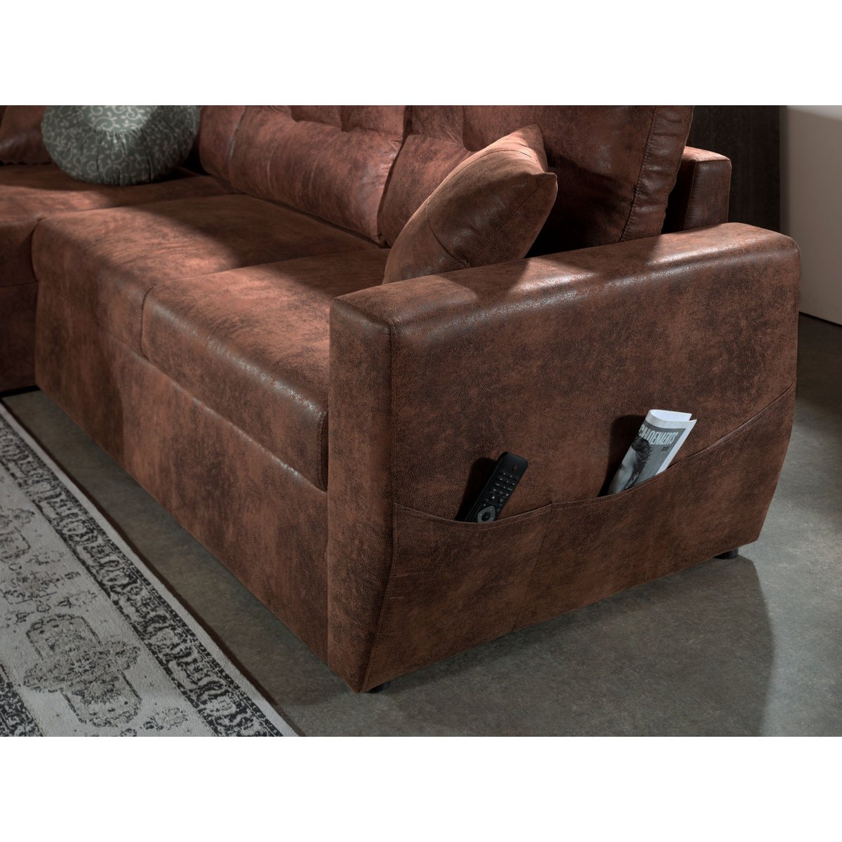 Canapé d'Angle Convertible 4 places - ASTORIA marron, BEST MOBILIER