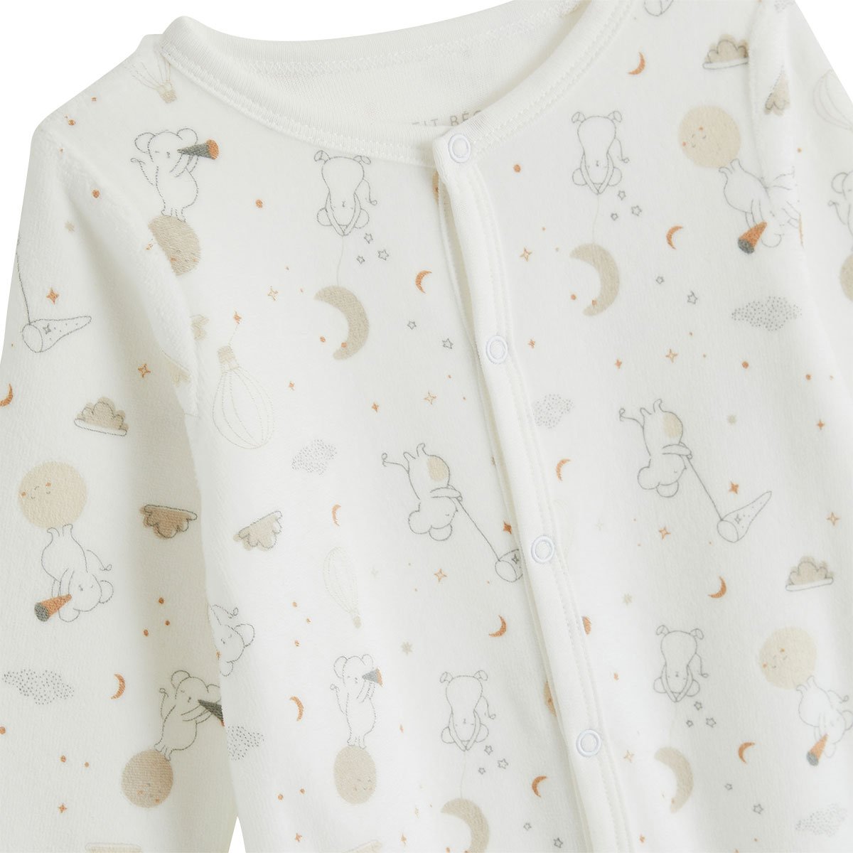 Pyjama bébé en velours Eliah ecru, PETIT BEGUIN