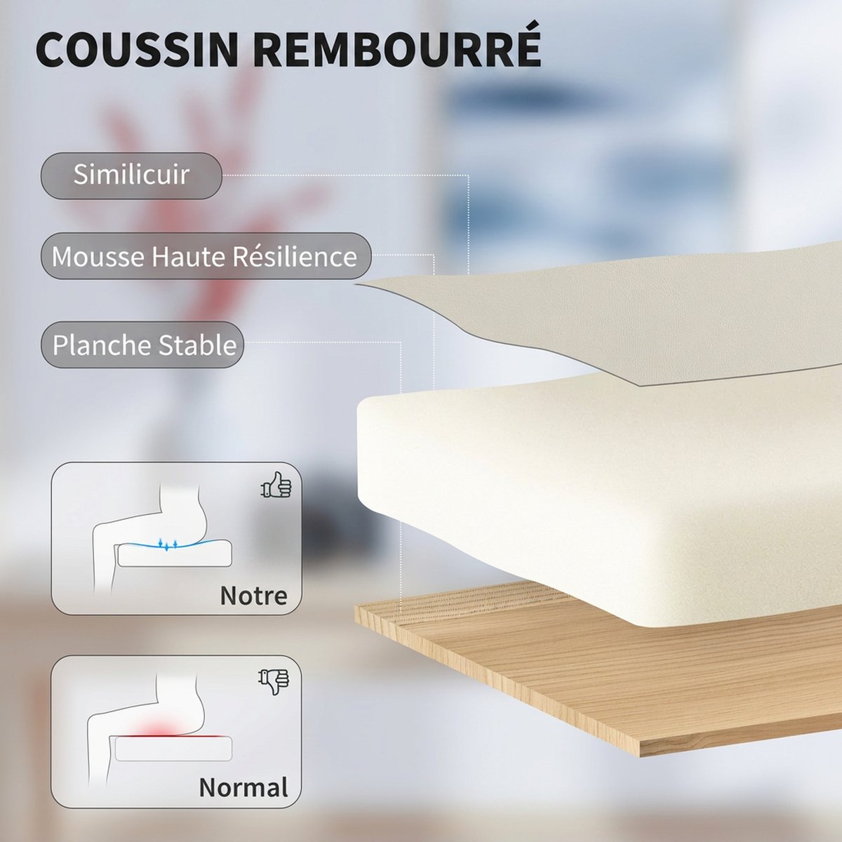 Chaise de bureau Cuir synthétique Beige marron, HOMCOM