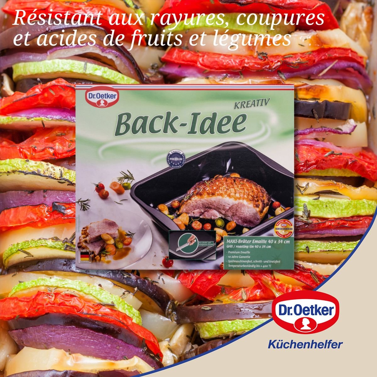 Plat à four XXL bords hauts BACK-IDEE KREATIV noir, DR OETKER