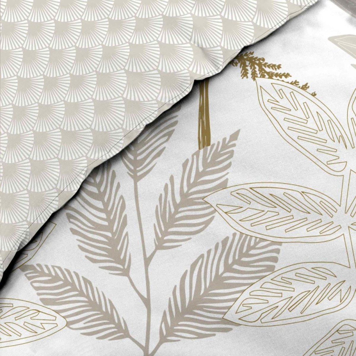 Housse de couette 240x220 + 2 taies RAONI 100% coton 57fils blanc, DECORATIE